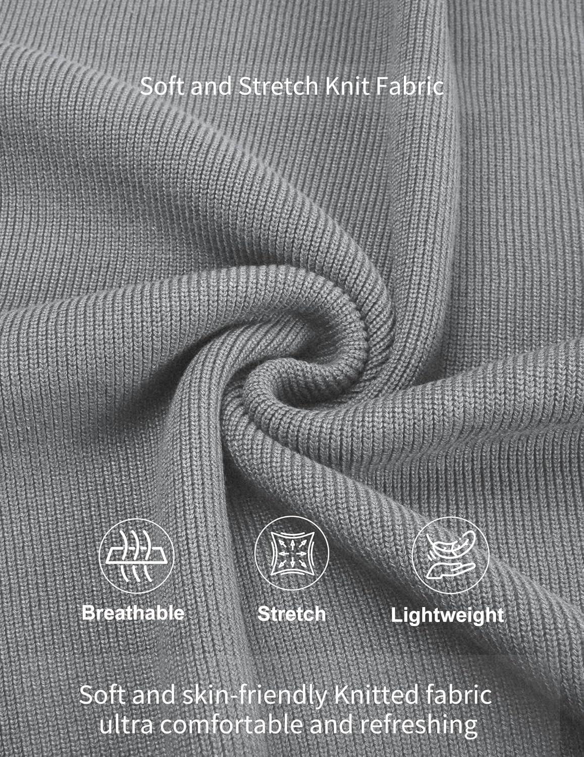 imageCOOFANDY Mens Knit Pullover Sweater Long Sleeve Casual Sweater Open Front Ribbed SweaterLight Gray