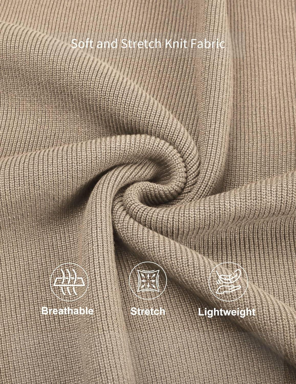 imageCOOFANDY Mens Knit Pullover Sweater Long Sleeve Casual Sweater Open Front Ribbed SweaterLight Khaki