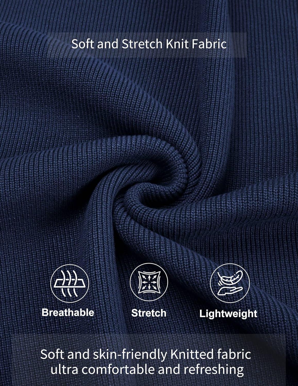 imageCOOFANDY Mens Knit Pullover Sweater Long Sleeve Casual Sweater Open Front Ribbed SweaterNavy Blue