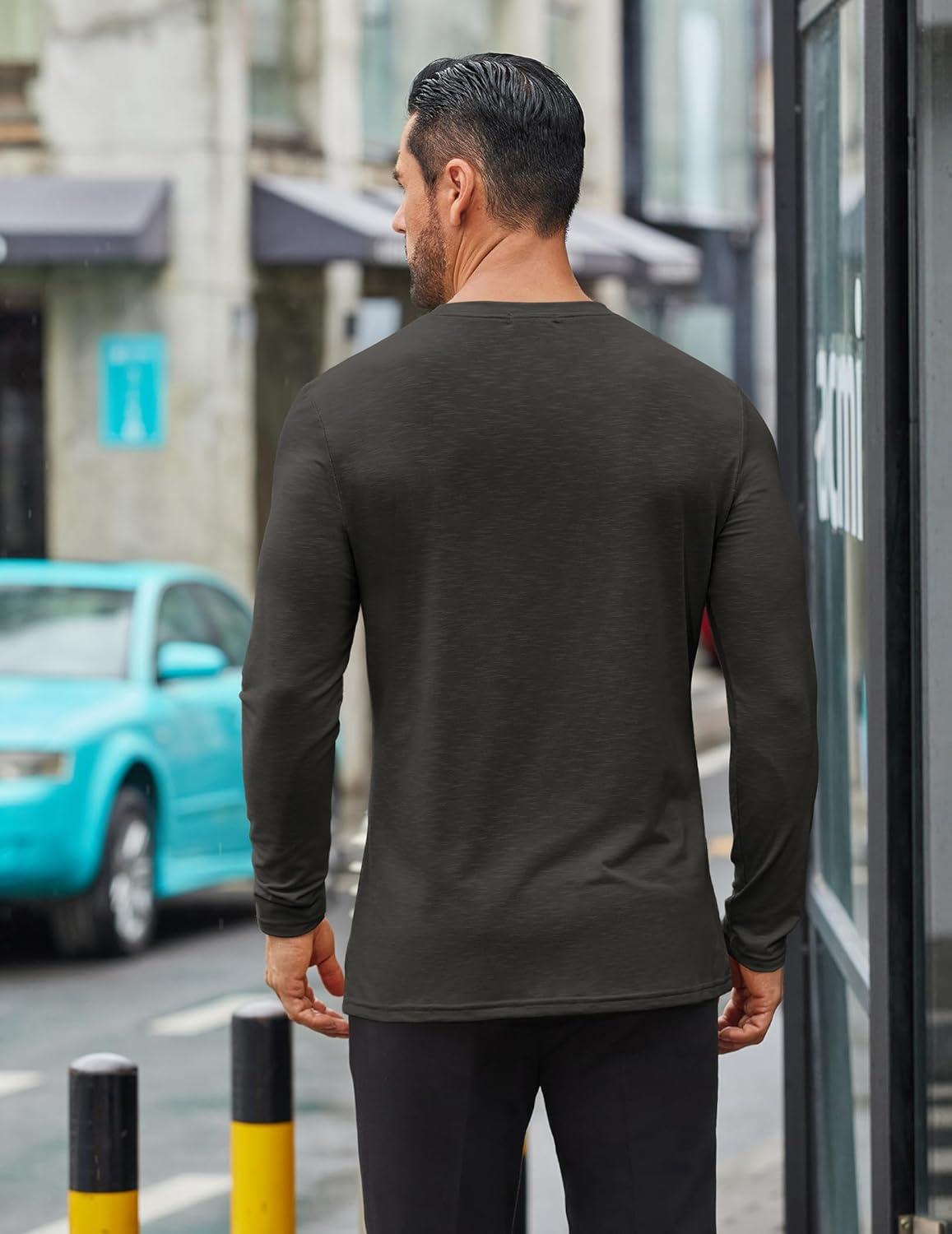 imageCOOFANDY Mens Long Sleeve T Shirts Casual Crew Neck Tee Shirts Lightweight Soft Pullover TopsDark Grey