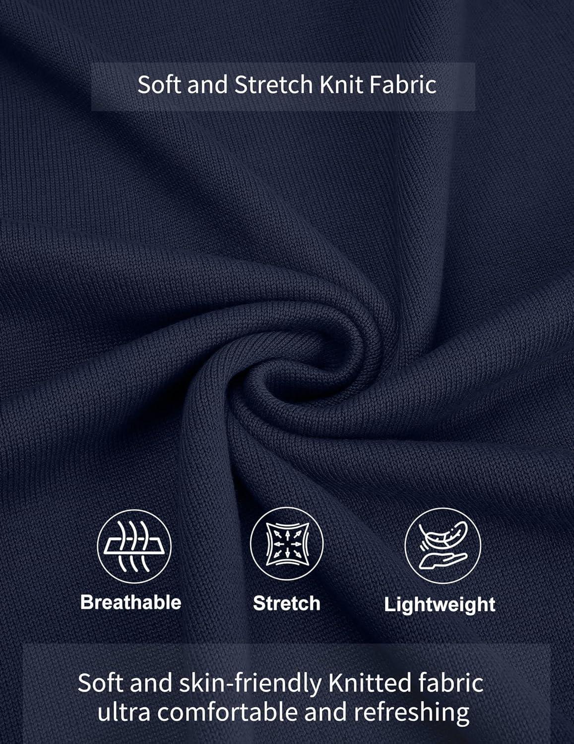 imageCOOFANDY Mens Mock Turtleneck Ribbed Knit Pullover Sweater Casual Lightweight Slim fit Dress SweaterDark Navy Blue