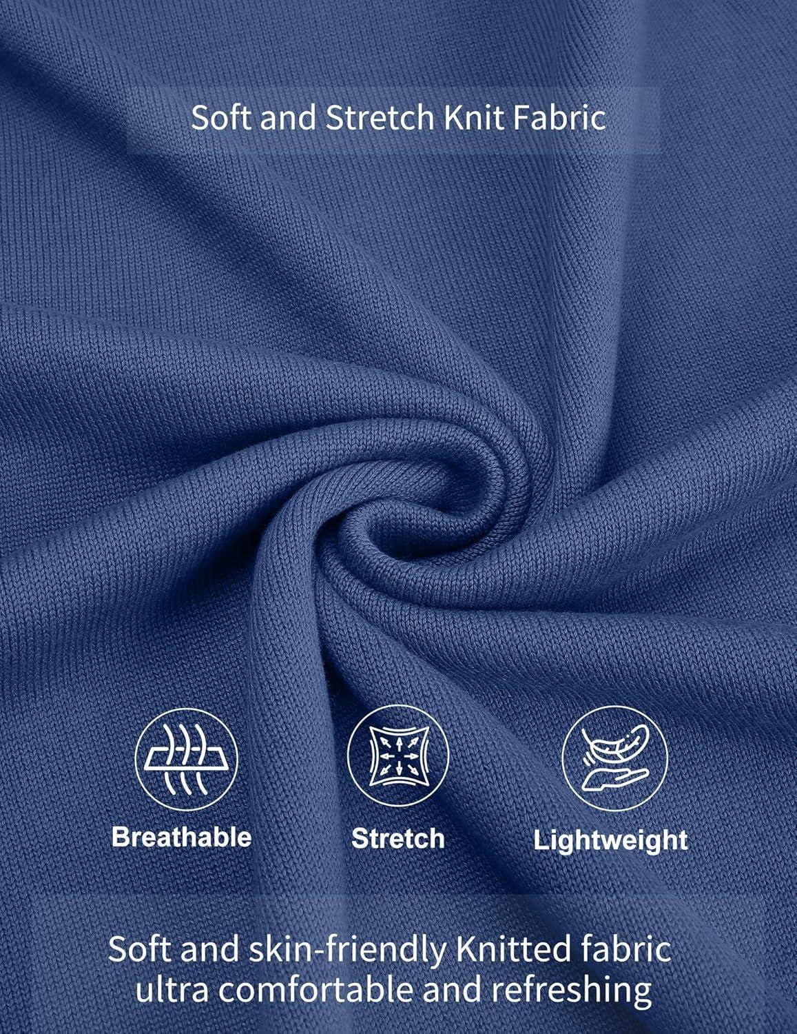 imageCOOFANDY Mens Mock Turtleneck Ribbed Knit Pullover Sweater Casual Lightweight Slim fit Dress SweaterDenim Blue