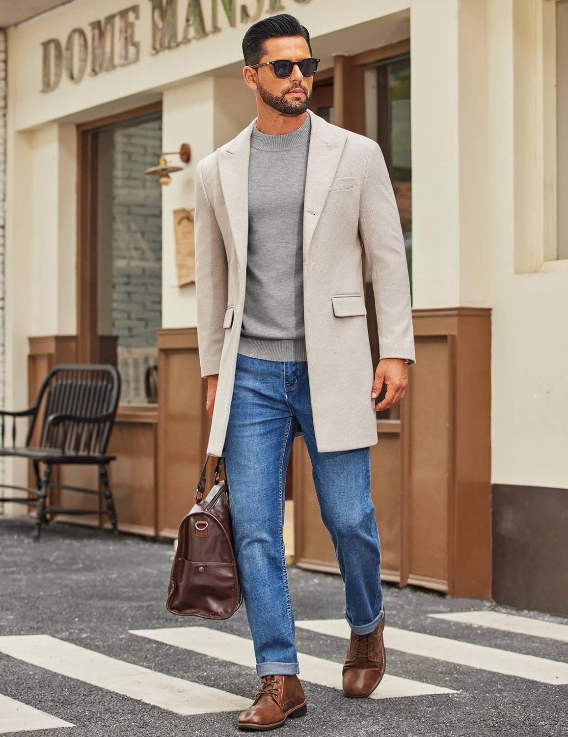 imageCOOFANDY Mens Mock Turtleneck Ribbed Knit Pullover Sweater Casual Lightweight Slim fit Dress SweaterLight Grey