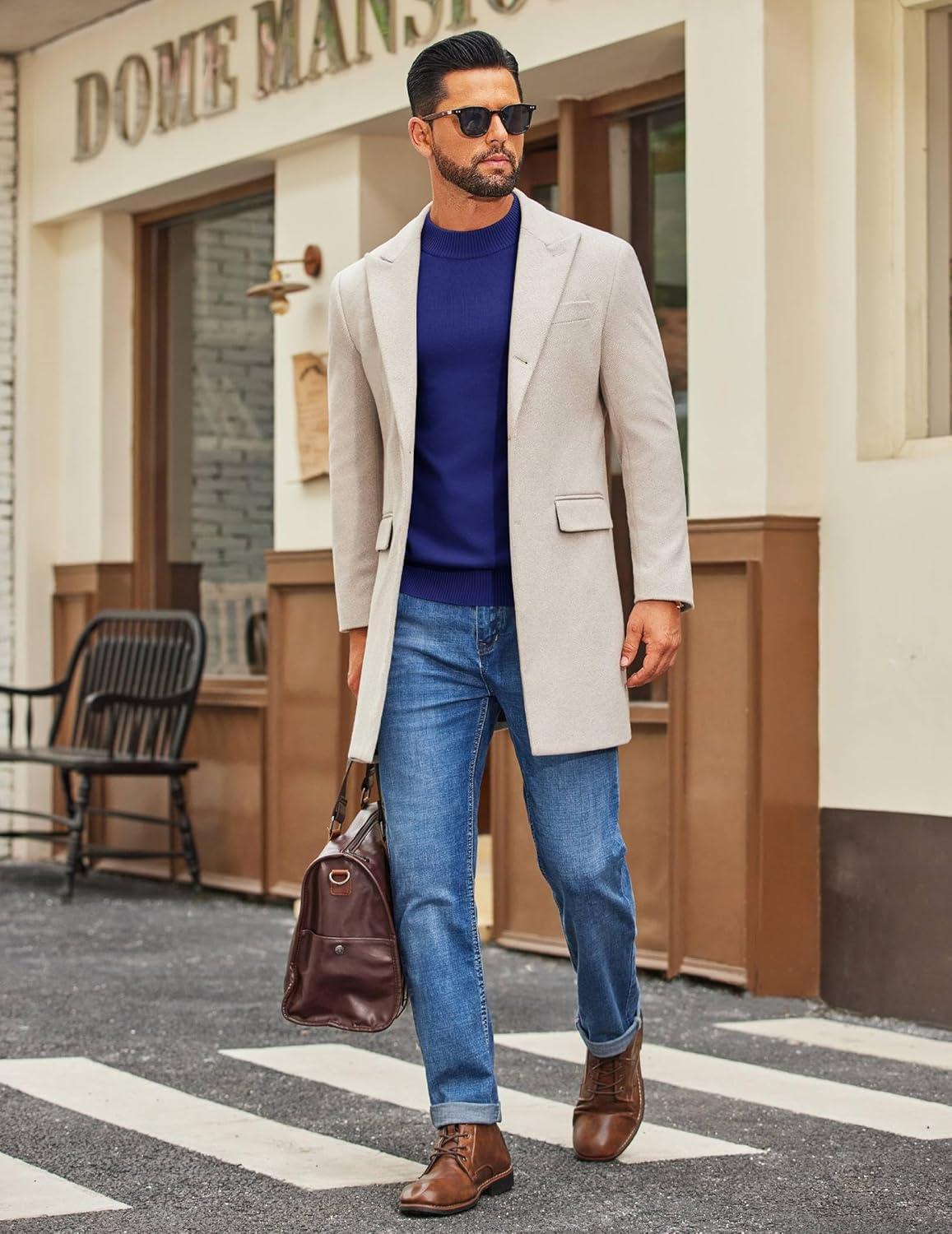 imageCOOFANDY Mens Mock Turtleneck Ribbed Knit Pullover Sweater Casual Lightweight Slim fit Dress SweaterRoyal Blue