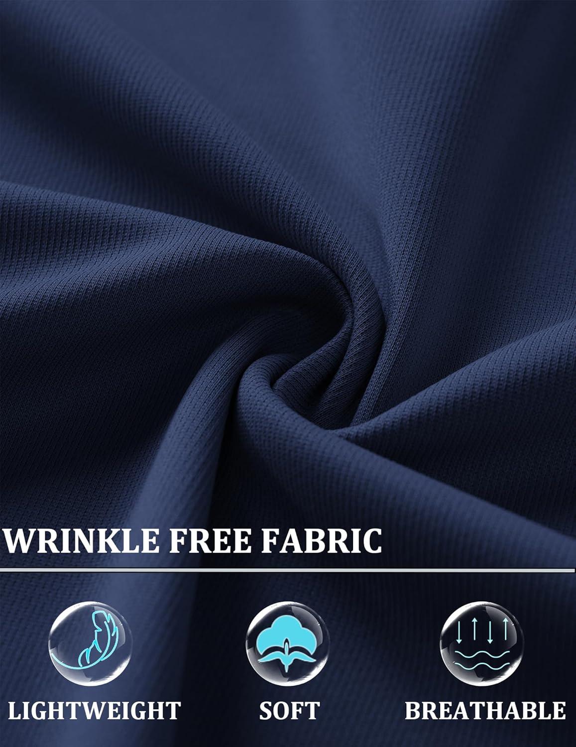 imageCOOFANDY Mens Polo Shirts 2025 Long Sleeve Casual Golf Shirts Light Weight Moisture Wicking Pullover ShirtsNavy Blue