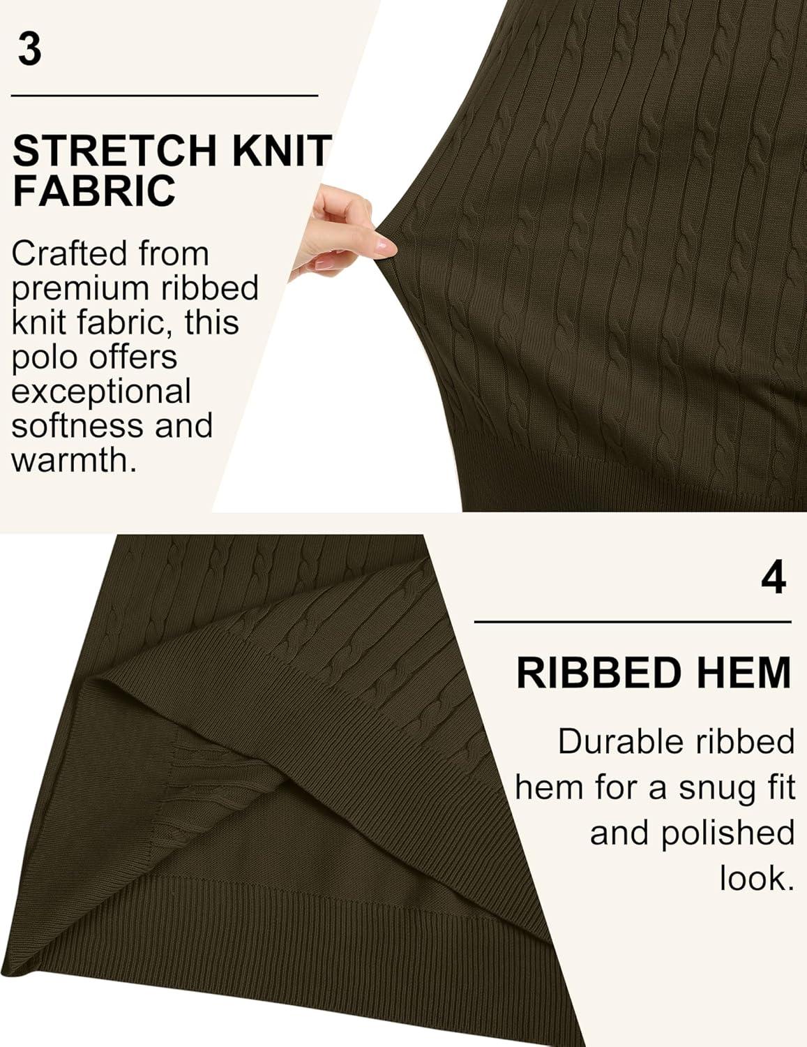 imageCOOFANDY Mens Polo Sweater Casual Long Sleeve Knit Polos Button Down Collared Golf Pullover SweatersArmy Green