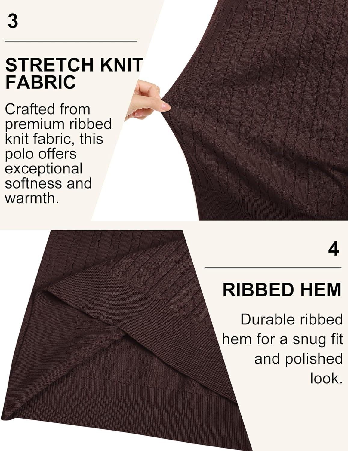 imageCOOFANDY Mens Polo Sweater Casual Long Sleeve Knit Polos Button Down Collared Golf Pullover SweatersBrown