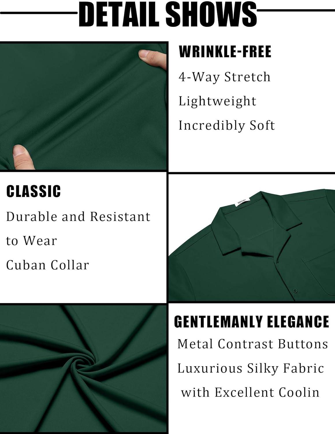 imageCOOFANDY Mens Short Sleeve Dress Shirts Button Down Untucked Wrinkle Free Shirts Casual Summer Shirt with PocketEvergreen