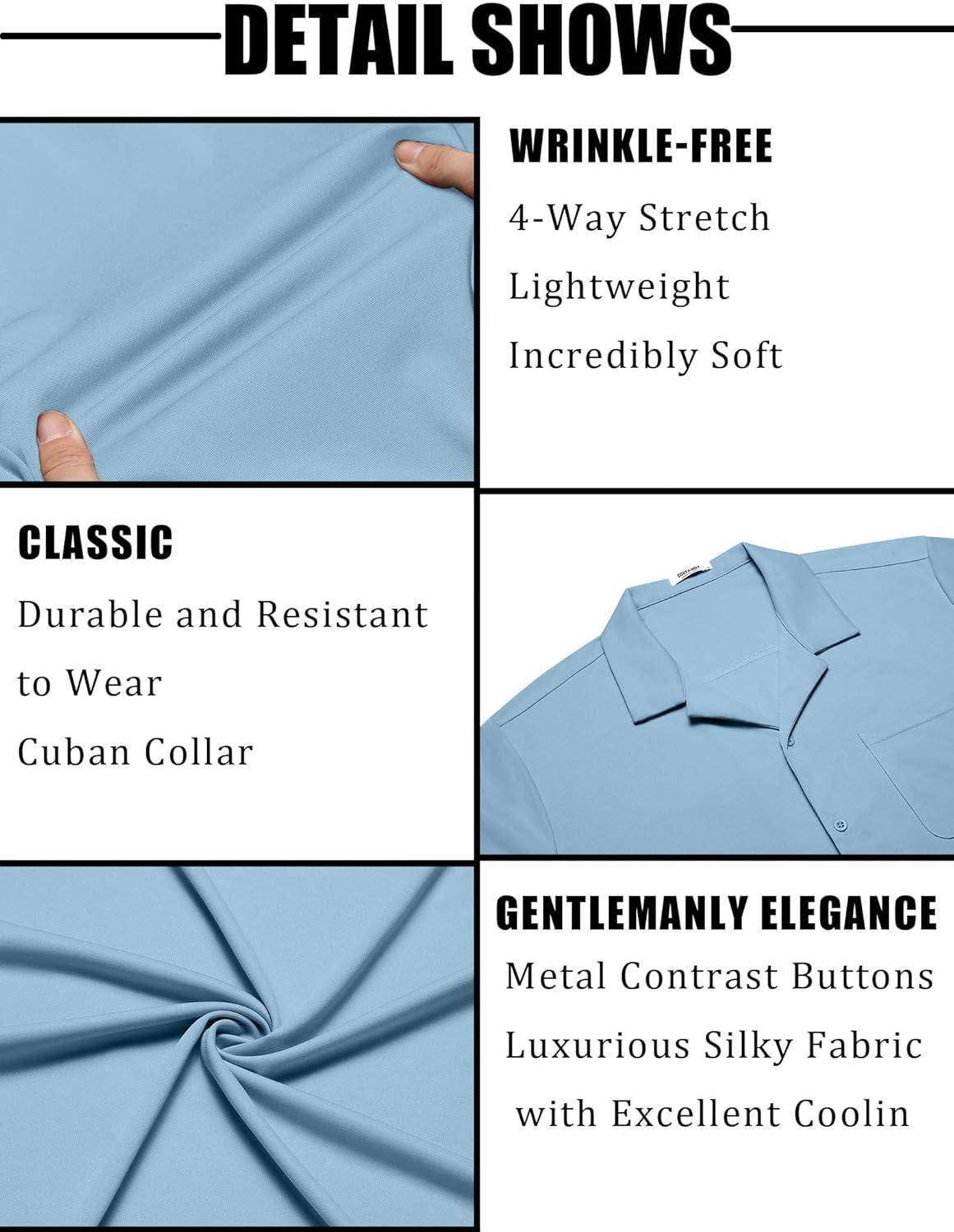 imageCOOFANDY Mens Short Sleeve Dress Shirts Button Down Untucked Wrinkle Free Shirts Casual Summer Shirt with PocketLight Blue