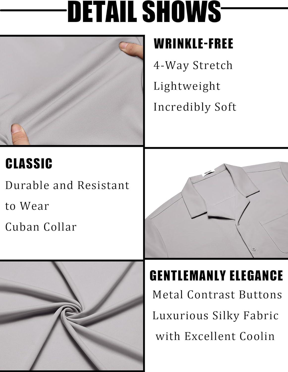 imageCOOFANDY Mens Short Sleeve Dress Shirts Button Down Untucked Wrinkle Free Shirts Casual Summer Shirt with PocketLight Gray