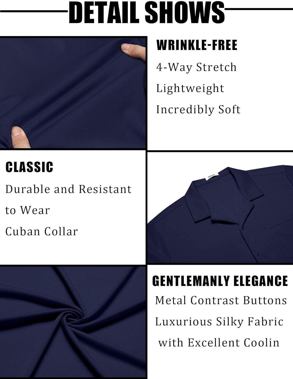 imageCOOFANDY Mens Short Sleeve Dress Shirts Button Down Untucked Wrinkle Free Shirts Casual Summer Shirt with PocketMidnight Blue