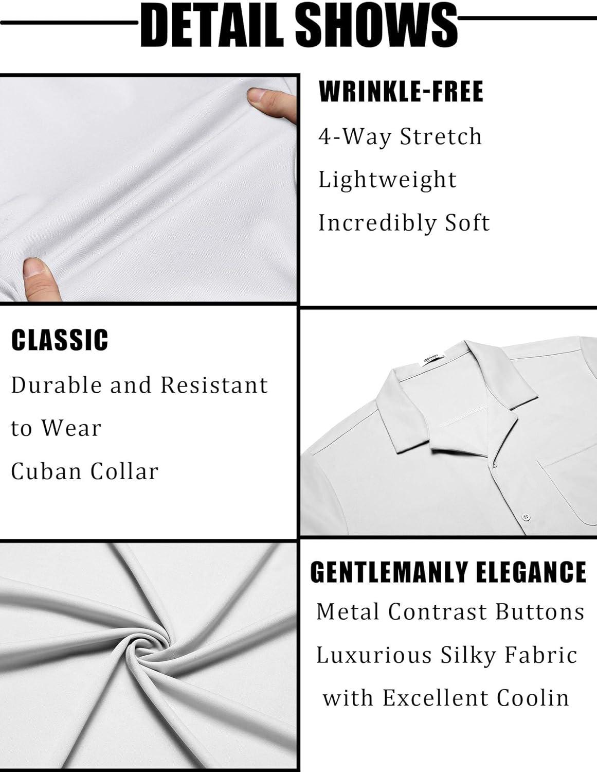 imageCOOFANDY Mens Short Sleeve Dress Shirts Button Down Untucked Wrinkle Free Shirts Casual Summer Shirt with PocketWhite