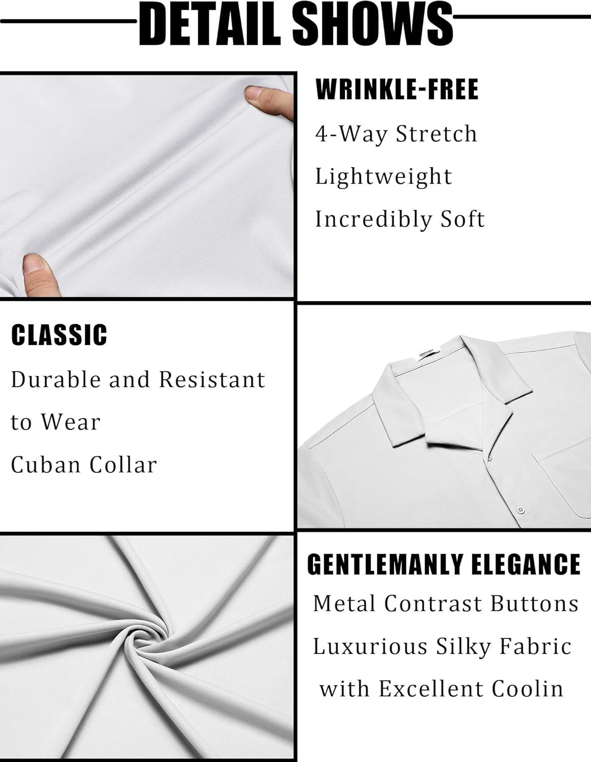 imageCOOFANDY Mens Short Sleeve Dress Shirts Button Down Untucked Wrinkle Free Shirts Casual Summer Shirt with PocketWhite