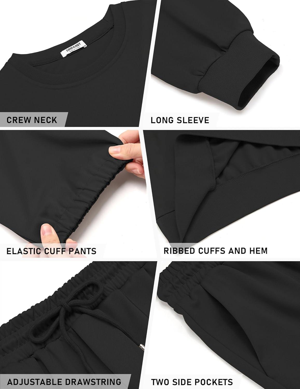 imageCOOFANDY Mens Tracksuit 2 Piece Sweatsuit Set Long Sleeve Pullover Athletic Suit For Sports Casual Fitness JoggingStyle Bblack