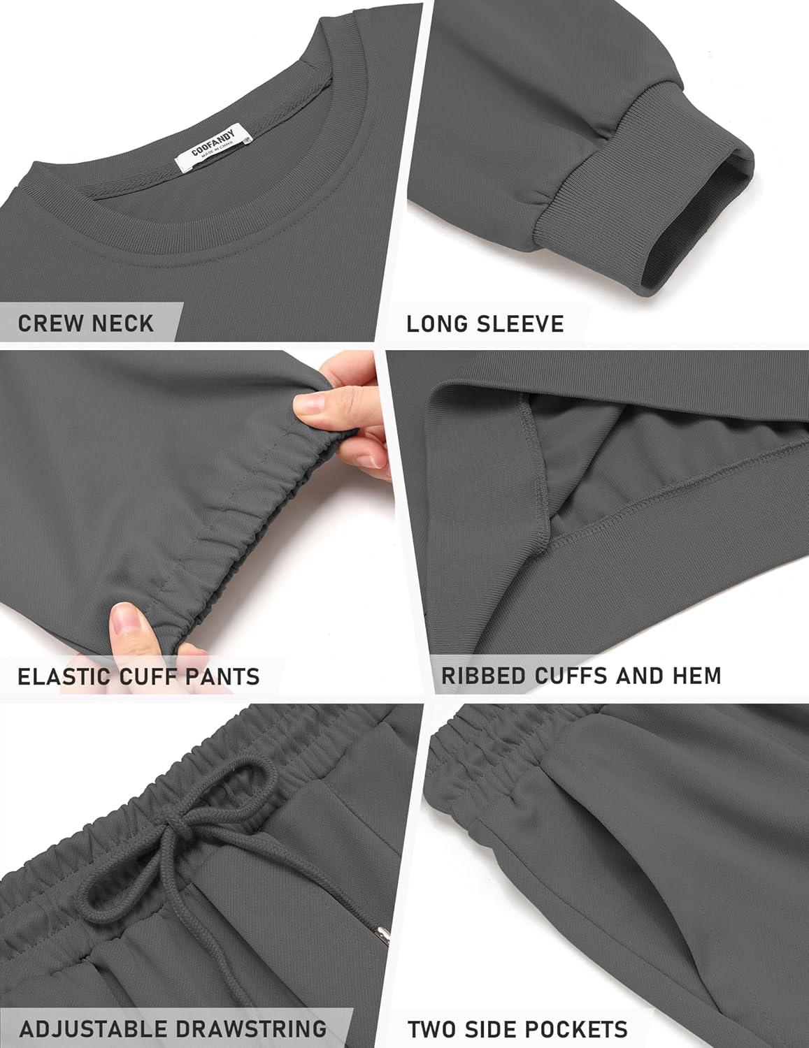 imageCOOFANDY Mens Tracksuit 2 Piece Sweatsuit Set Long Sleeve Pullover Athletic Suit For Sports Casual Fitness JoggingStyle Bdark Grey