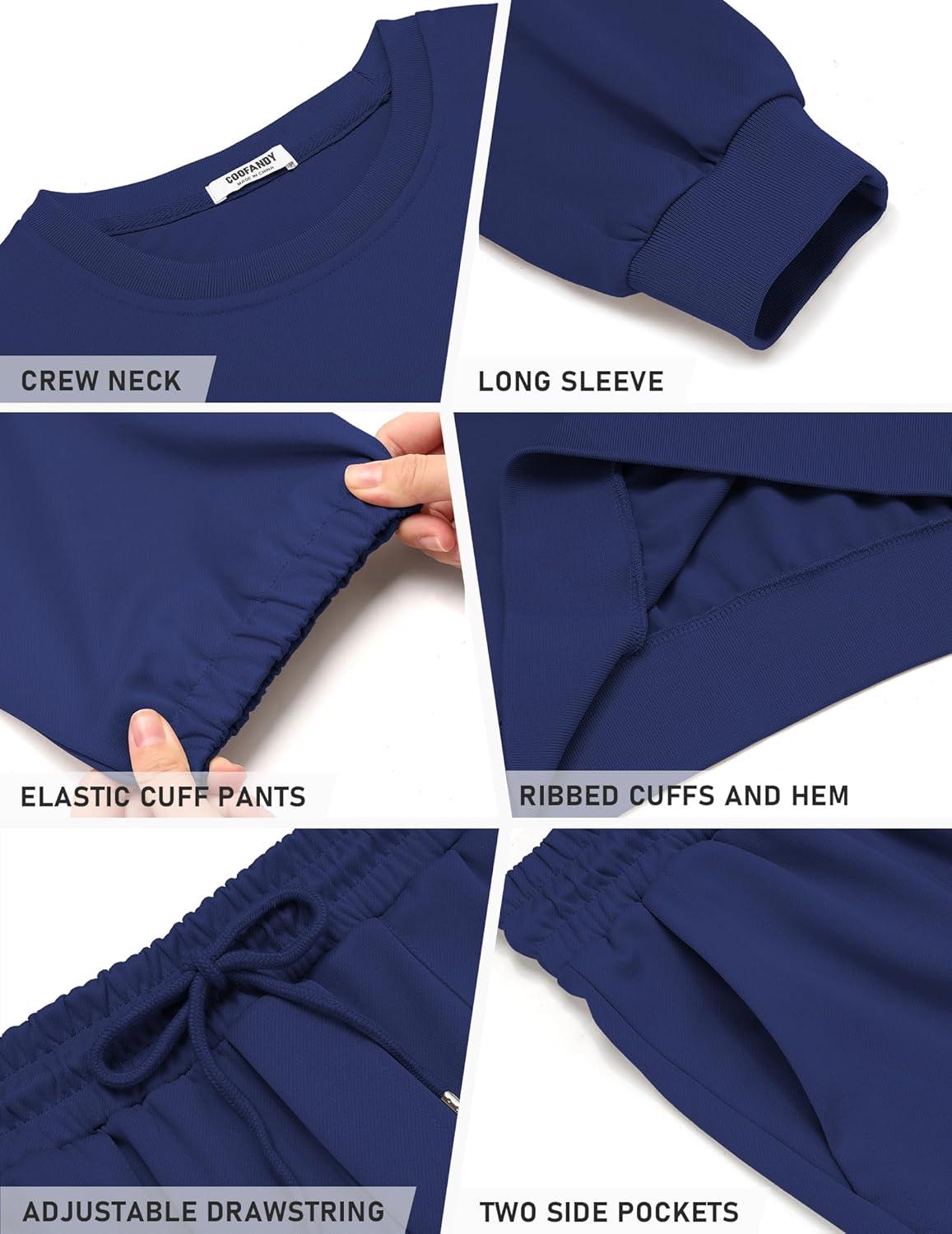 imageCOOFANDY Mens Tracksuit 2 Piece Sweatsuit Set Long Sleeve Pullover Athletic Suit For Sports Casual Fitness JoggingStyle Bnavy Blue