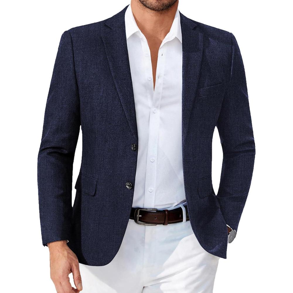 imageCOOFANDY Mens Blazer Casual Sport Coats Two Buttons Lightweight Suit JacketNavy Blue