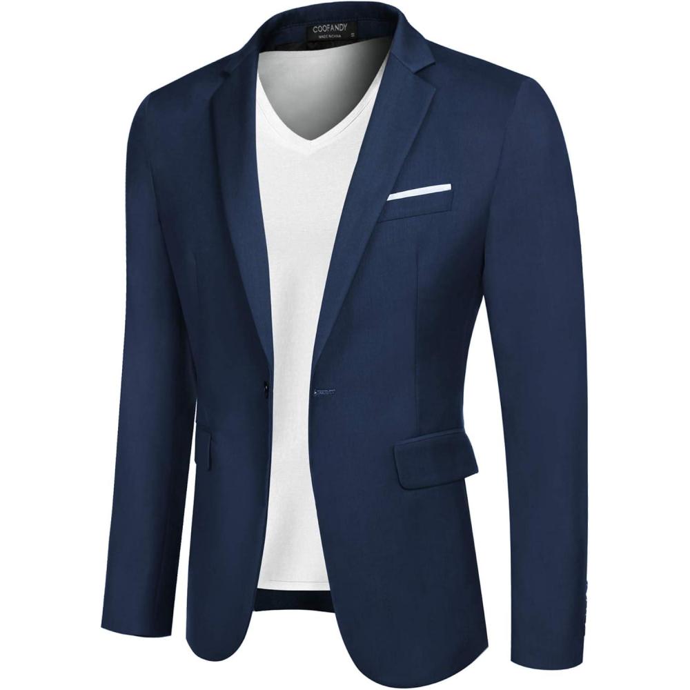 imageCOOFANDY Mens Casual Blazer Slim Fit Sport Coats One Button Business Suit JacketRoyal Blue