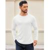 imageCOOFANDY Crewneck Sweaters for Men Slim Fit Long Sleeve Pullover Sweater Ribbed Knitted Lightweight TopsAll White