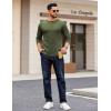 imageCOOFANDY Crewneck Sweaters for Men Slim Fit Long Sleeve Pullover Sweater Ribbed Knitted Lightweight TopsArmy Green