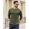 imageCOOFANDY Crewneck Sweaters for Men Slim Fit Long Sleeve Pullover Sweater Ribbed Knitted Lightweight TopsArmy Green