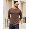 imageCOOFANDY Crewneck Sweaters for Men Slim Fit Long Sleeve Pullover Sweater Ribbed Knitted Lightweight TopsBrown