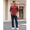 imageCOOFANDY Crewneck Sweaters for Men Slim Fit Long Sleeve Pullover Sweater Ribbed Knitted Lightweight TopsRed