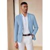 imageCOOFANDY Mens Casual Blazer Lightweight Slim Fit Suit Jacket Two Button Cotton Sport CoatsLight Blue
