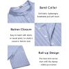 imageCOOFANDY Mens Casual Henley Shirt Short Sleeve Band Collar Linen Shirt Summer Beach Hippie TShirtsStriped Blue