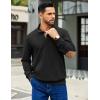 imageCOOFANDY Mens Corduroy Sweatshirt Long Sleeve Pullover Quarter Button Fall Sweat ShirtsBlack