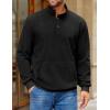 imageCOOFANDY Mens Corduroy Sweatshirt Long Sleeve Pullover Quarter Button Fall Sweat ShirtsBlack