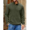 imageCOOFANDY Mens Corduroy Sweatshirt Long Sleeve Pullover Quarter Button Fall Sweat ShirtsDark Army Green