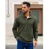imageCOOFANDY Mens Corduroy Sweatshirt Long Sleeve Pullover Quarter Button Fall Sweat ShirtsDark Army Green