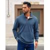 imageCOOFANDY Mens Corduroy Sweatshirt Long Sleeve Pullover Quarter Button Fall Sweat ShirtsGrey Blue
