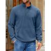 imageCOOFANDY Mens Corduroy Sweatshirt Long Sleeve Pullover Quarter Button Fall Sweat ShirtsGrey Blue