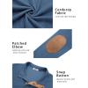 imageCOOFANDY Mens Corduroy Sweatshirt Long Sleeve Pullover Quarter Button Fall Sweat ShirtsGrey Blue