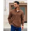 imageCOOFANDY Mens Corduroy Sweatshirt Long Sleeve Pullover Quarter Button Fall Sweat ShirtsLight Brown