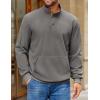 imageCOOFANDY Mens Corduroy Sweatshirt Long Sleeve Pullover Quarter Button Fall Sweat ShirtsLight Grey