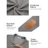 imageCOOFANDY Mens Corduroy Sweatshirt Long Sleeve Pullover Quarter Button Fall Sweat ShirtsLight Grey