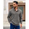 imageCOOFANDY Mens Corduroy Sweatshirt Long Sleeve Pullover Quarter Button Fall Sweat ShirtsLight Grey