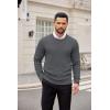 imageCOOFANDY Mens Crewneck Sweater Dress Long Sleeve Pullover Sweater Knit Lightweight SweatersDark Grey