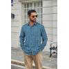 imageCOOFANDY Mens Dress Shirts Long Sleeve Plaid Button Down Shirt Business Casual Stretch Shirts with PocketNavy Green Plaid
