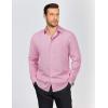 imageCOOFANDY Mens Dress Shirts Long Sleeve Plaid Button Down Shirt Business Casual Stretch Shirts with PocketPink Plaid