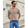 imageCOOFANDY Mens Henley Shirts Long Sleeve TShirt Lightweight Fashion Casual Pullover Tee ShirtKhaki