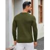 imageCOOFANDY Mens Henley Sweater Long Sleeve Textured Pullover Sweaters Casual Button Crewneck Knit SweaterArmy Green
