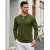 imageCOOFANDY Mens Henley Sweater Long Sleeve Textured Pullover Sweaters Casual Button Crewneck Knit SweaterArmy Green
