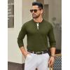 imageCOOFANDY Mens Henley Sweater Long Sleeve Textured Pullover Sweaters Casual Button Crewneck Knit SweaterArmy Green