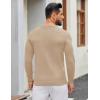 imageCOOFANDY Mens Henley Sweater Long Sleeve Textured Pullover Sweaters Casual Button Crewneck Knit SweaterBeige