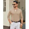 imageCOOFANDY Mens Henley Sweater Long Sleeve Textured Pullover Sweaters Casual Button Crewneck Knit SweaterBeige