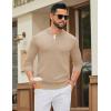 imageCOOFANDY Mens Henley Sweater Long Sleeve Textured Pullover Sweaters Casual Button Crewneck Knit SweaterBeige